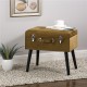 Glitzhome 19.70"L Glod Velvet Upholstered Storage Stool with Black Solid Rubberwood Legs