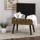 Glitzhome 19.70"L Glod Velvet Upholstered Storage Stool with Black Solid Rubberwood Legs