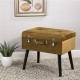 Glitzhome 19.70"L Glod Velvet Upholstered Storage Stool with Black Solid Rubberwood Legs