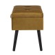 Glitzhome 19.70"L Glod Velvet Upholstered Storage Stool with Black Solid Rubberwood Legs