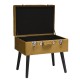 Glitzhome 19.70"L Glod Velvet Upholstered Storage Stool with Black Solid Rubberwood Legs