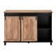 Glitzhome 47.20"L Modern Industrial Black Storage Cabinet with Natural Top and Sliding Doors