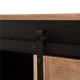 Glitzhome 47.20"L Modern Industrial Black Storage Cabinet with Natural Top and Sliding Doors