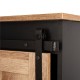 Glitzhome 47.20"L Modern Industrial Black Storage Cabinet with Natural Top and Sliding Doors