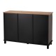 Glitzhome 47.20"L Modern Industrial Black Storage Cabinet with Natural Top and Sliding Doors