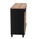 Glitzhome 47.20"L Modern Industrial Black Storage Cabinet with Natural Top and Sliding Doors