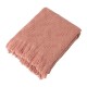 Glitzhome Coral Pink Grid Cotton Woven Throw