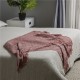 Glitzhome Coral Pink Grid Cotton Woven Throw