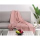 Glitzhome Coral Pink Grid Cotton Woven Throw