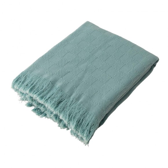 Glitzhome Olive Green Checked Cotton Woven Throw