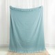 Glitzhome Olive Green Checked Cotton Woven Throw