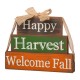 Glitzhome 11.81"L Wooden Happy Harvest Block Set