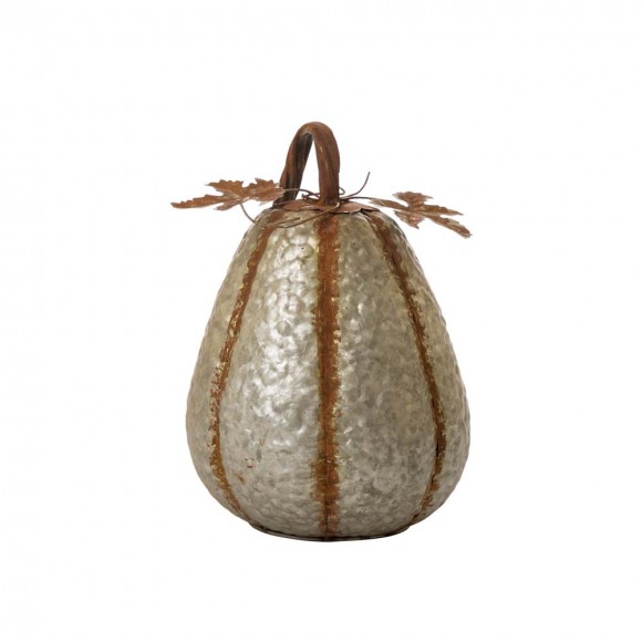 Glitzhome 14"H Galvanized Metal Tall Pumpkin