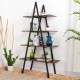 Glitzhome 64.57"H Brown Metal/Wooden 4-Tier Bookcases and Ladder Shelf