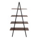 Glitzhome 64.57"H Brown Metal/Wooden 4-Tier Bookcases and Ladder Shelf