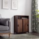 Glitzhome 31.82"H Wooden/Metal Floor Cabinet with Double Sliding Doors