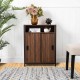 Glitzhome 31.82"H Wooden/Metal Floor Cabinet with Double Sliding Doors