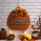 Glitzhome 20.28"H Fall Wooden Pumpkin with Floral Standing / Hanging Decor (Two Function)