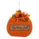 Glitzhome 20.28"H Fall Wooden Pumpkin with Floral Standing / Hanging Decor (Two Function)