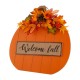 Glitzhome 20.28"H Fall Wooden Pumpkin with Floral Standing / Hanging Decor (Two Function)