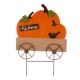 Glitzhome 26.38"H Fall Metal/Wooden Pumpkin Cart Yard Stake/Hanging Decor