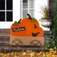 Glitzhome 26.38"H Fall Metal/Wooden Pumpkin Cart Yard Stake/Hanging Decor