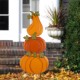 Glitzhome 42"H 3 in 1 Metal Pumpkin Yard Stake or Hanging Decor