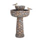 Glitzhome 24.41"H Outdoor 2 Tierd Stone-Like Birdbath Fountain