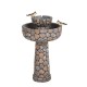 Glitzhome 24.41"H Outdoor 2 Tierd Stone-Like Birdbath Fountain