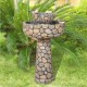 Glitzhome 24.41"H Outdoor 2 Tierd Stone-Like Birdbath Fountain