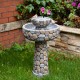 Glitzhome 24.41"H Outdoor 2 Tierd Stone-Like Birdbath Fountain