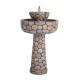 Glitzhome 24.41"H Outdoor 2 Tierd Stone-Like Birdbath Fountain