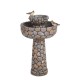 Glitzhome 24.41"H Outdoor 2 Tierd Stone-Like Birdbath Fountain