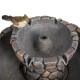 Glitzhome 24.41"H Outdoor 2 Tierd Stone-Like Birdbath Fountain