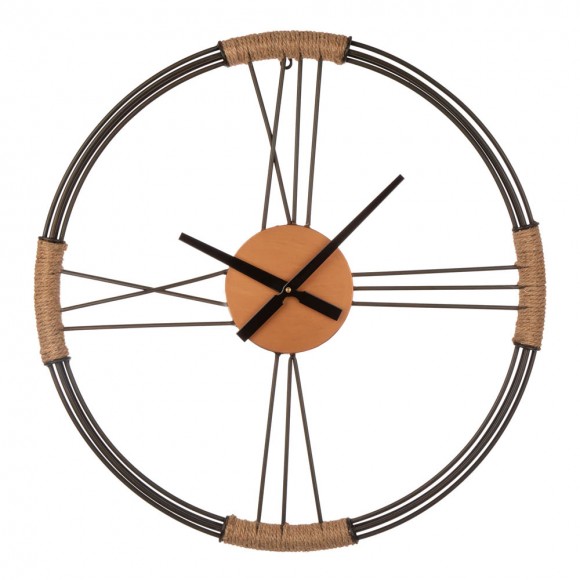 Glitzhome 26.77"D Farmhouse Metal and Rope Wall Clock