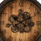 Glitzhome 27.76"D Vintage Industrial Oversized Wooden/Metal Wall Clock with Moving Gears