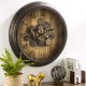 Glitzhome 27.76"D Vintage Industrial Oversized Wooden/Metal Wall Clock with Moving Gears