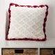 Glitzhome Knitted Polyester White Pillow Cover with Red Trim & Pompom