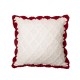 Glitzhome Knitted Polyester White Pillow Cover with Red Trim & Pompom