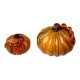 Glitzhome S/2 Multi Striped Glass Short Pumpkin Decor