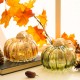 Glitzhome S/2 Green & Amber Crackle Glass Short Pumpkin（in same size）