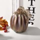 Glitzhome S/2 Blue/Gold Glittery Glass Pumpkin Decor