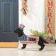 Glitzhome Wooden Metal Patriotic Double Sided Dachshund Porch Sign