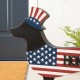 Glitzhome Wooden Metal Patriotic Double Sided Dachshund Porch Sign