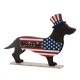 Glitzhome Wooden Metal Patriotic Double Sided Dachshund Porch Sign