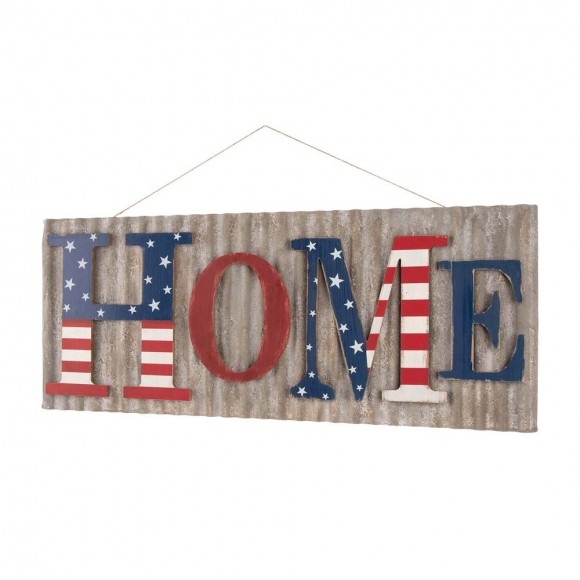 Glitzhome 36.10"L Metal/Wooden Patriotic HOME Wall Décor