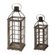 Glitzhome Set of 2 Oversized Farmhouse Wood and Metal Lantern