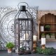 Glitzhome Set of 2 Oversized Farmhouse Wood and Metal Lantern