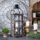 Glitzhome Set of 2 Oversized Farmhouse Wood and Metal Lantern