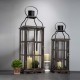 Glitzhome Set of 2 Oversized Farmhouse Wood and Metal Lantern